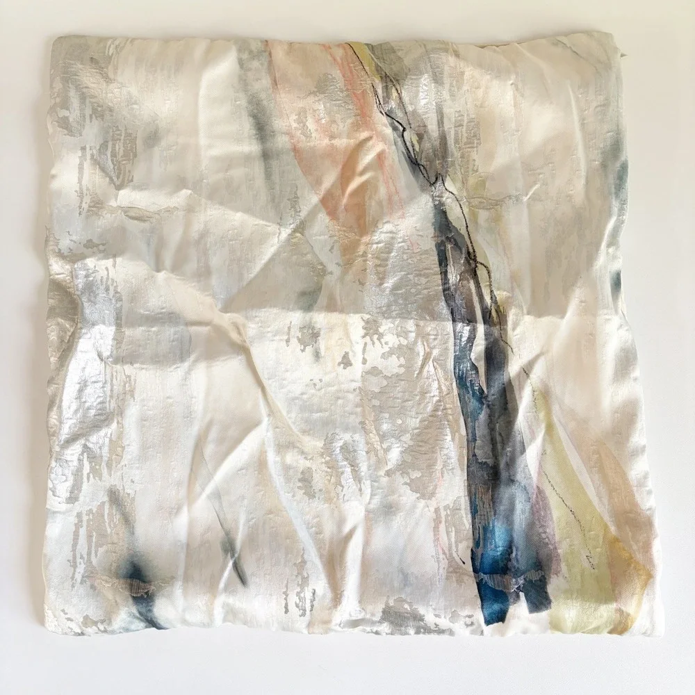 West Elm Abstract Metallic Watercolor Modern Linen Blend Pillow Cover Set Of 2